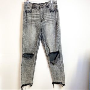 American Eagle Acid Wash Black Mom Jeans